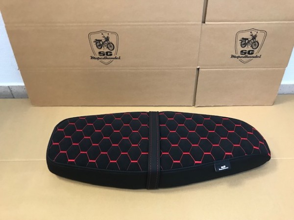 Simson S50 S51 Sitzbank Flach Custom Karo Rot Waben Design